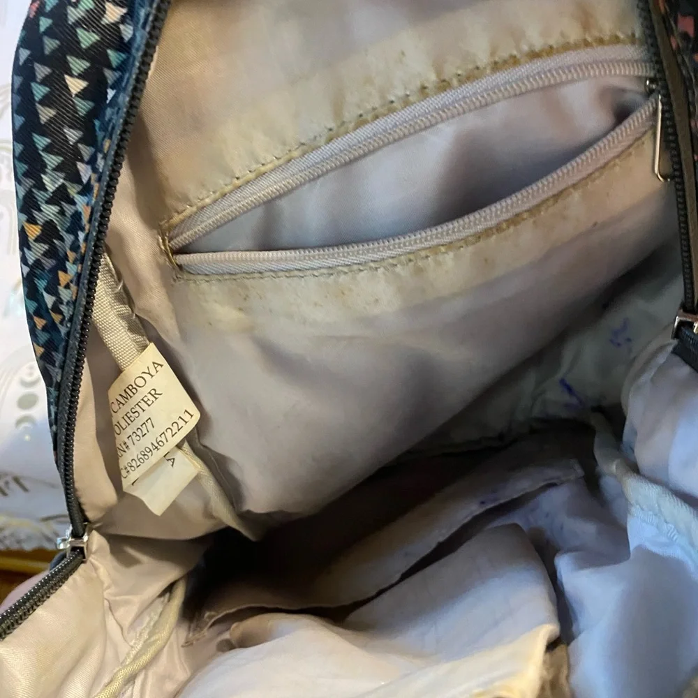 Stylish Blue and Black Geometric Backpack with Reflective Finish
